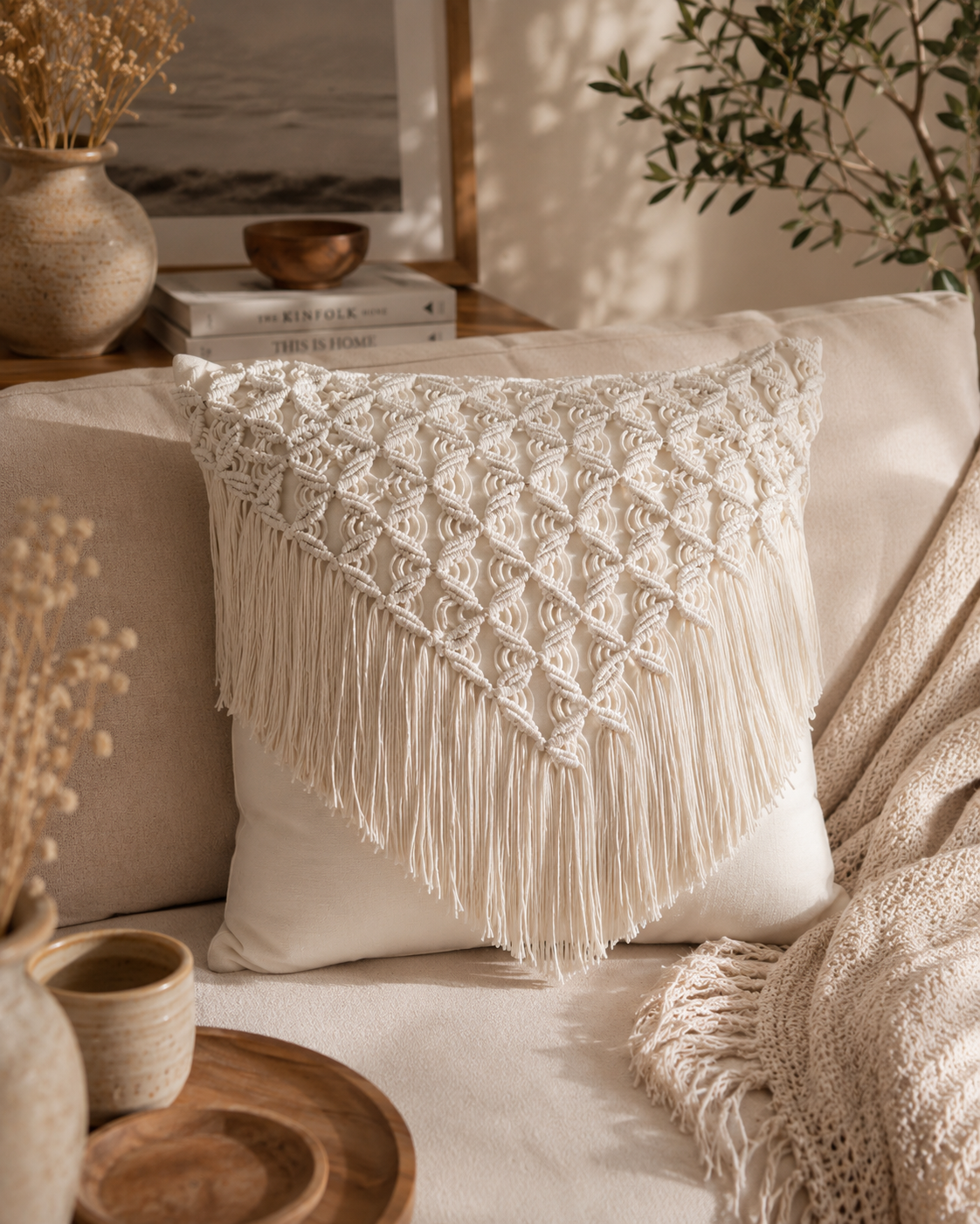 Twist Braided Macramé Cushion