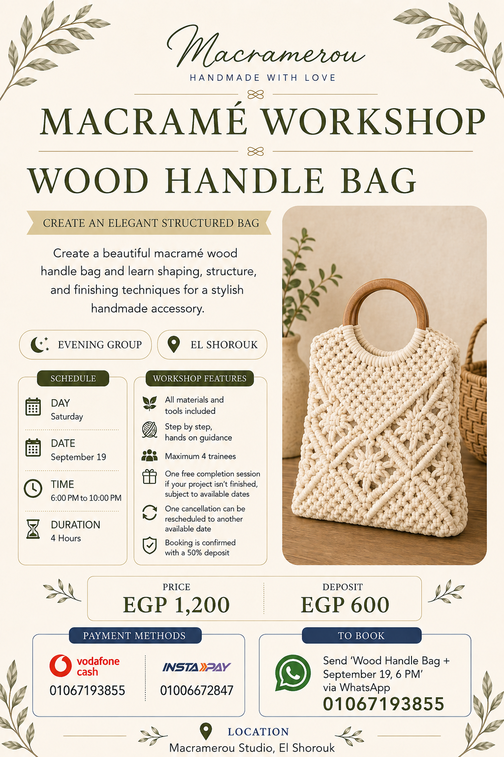Wood Handle Bag Workshop, Evening Group, El Shorouk