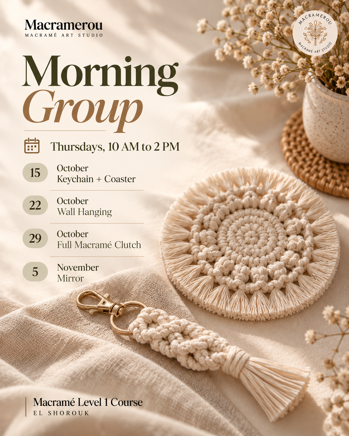 Macramé Level 1 Course, El Shorouk - MORINING GROUP