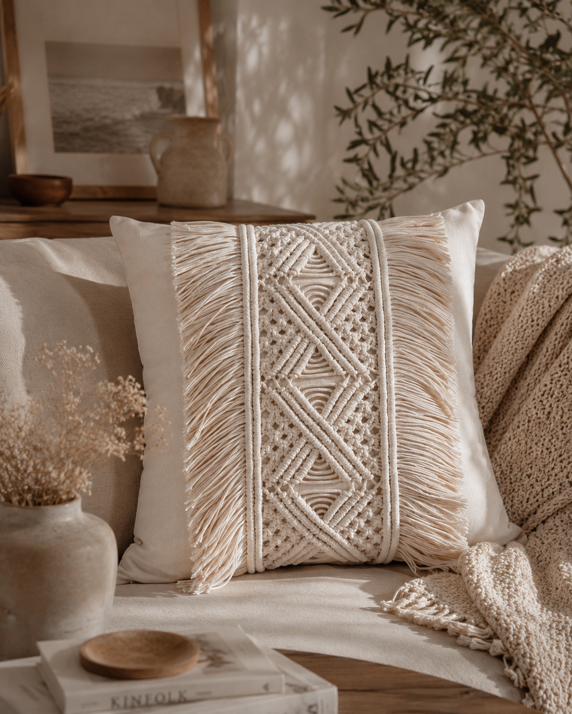 Mandala Boho Macrame Cushion