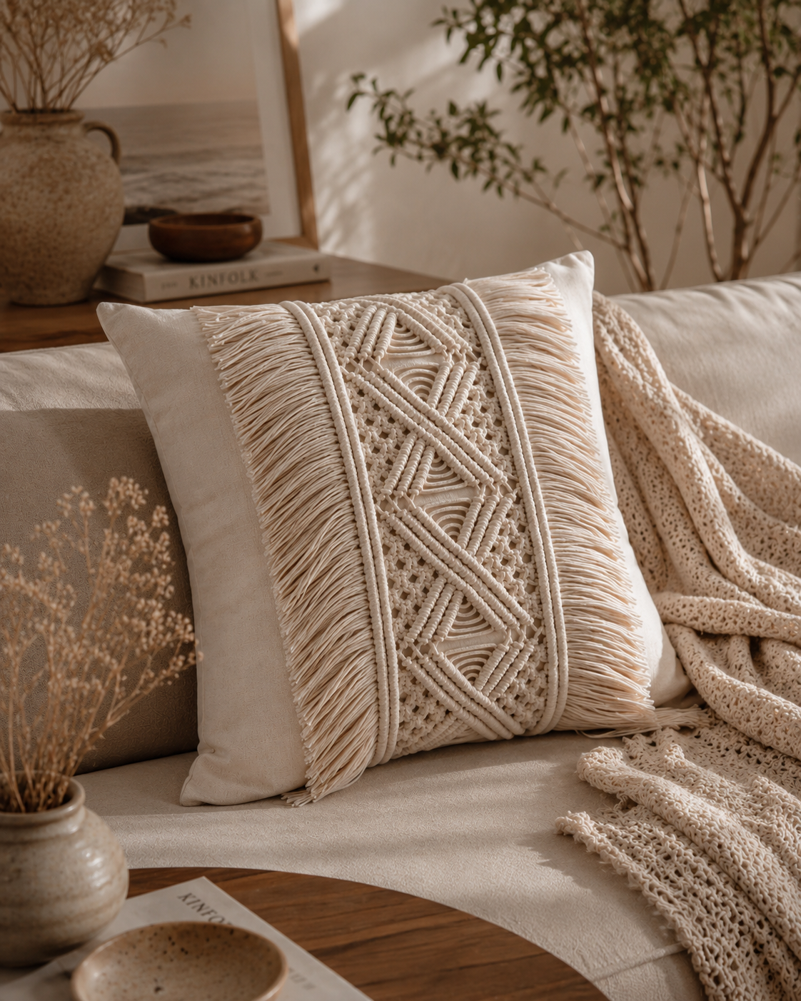 Mandala Boho Macrame Cushion