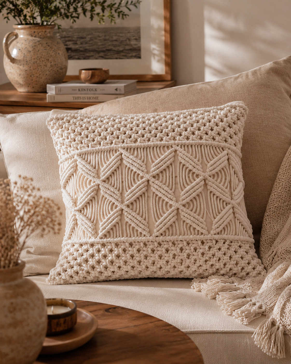 Andalusia Geometric Macramé Cushion