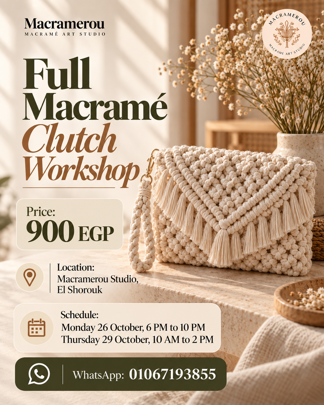 Full Macramé Clutch Workshop, El Shorouk