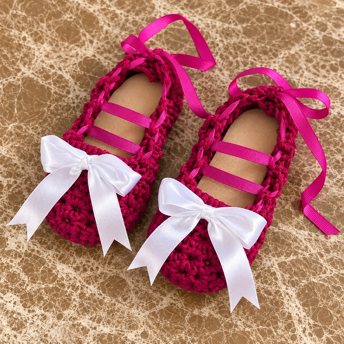 Mom & Baby Magenta Bow Shoes