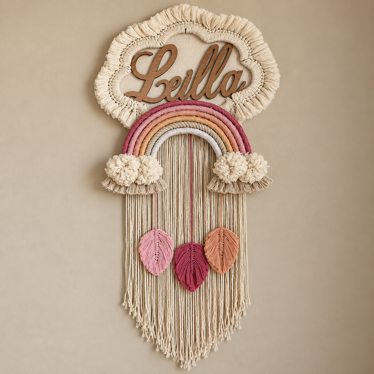 Girl Personalized Rainbow Cloud Wall Hanging