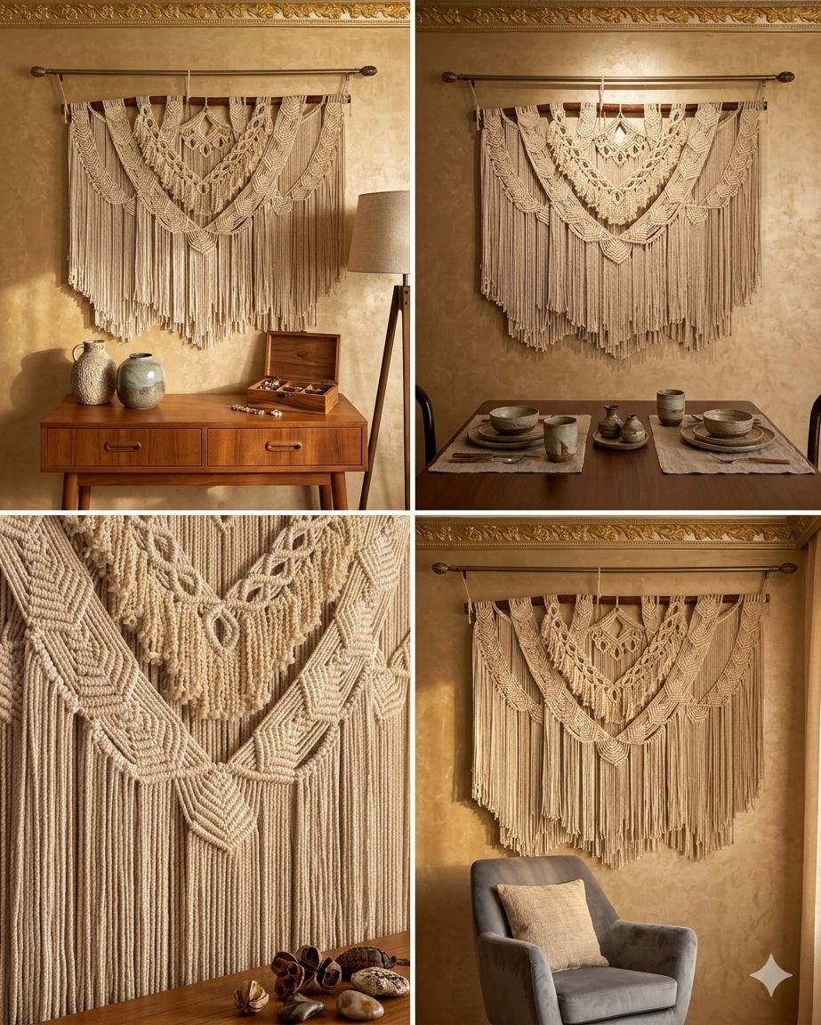Complete Bohemian Style macrame Wall Hanging