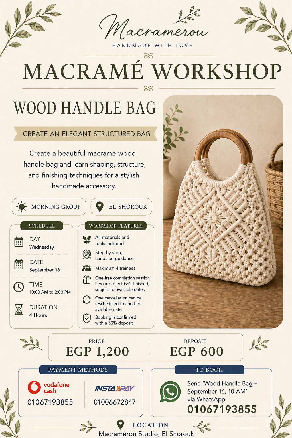 Wood Handle Bag Workshop, Morning Group, El Shorouk